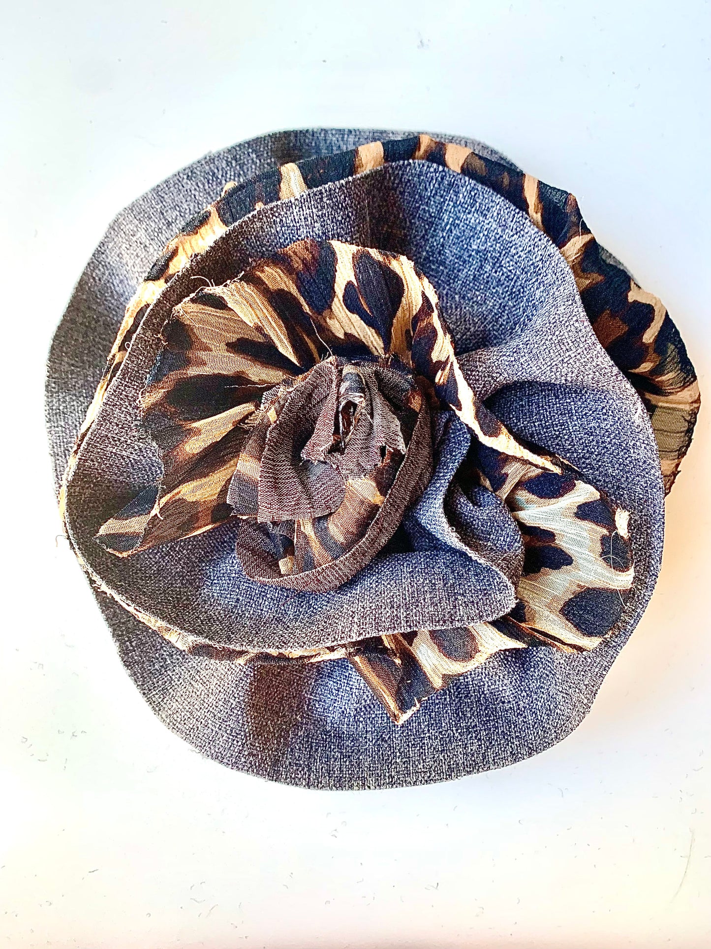 Brooch | Wool & Chiffon Leopard Gray Large
