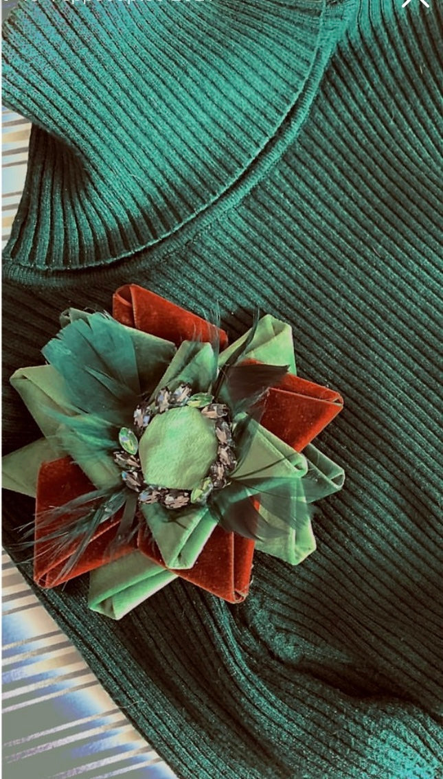 Brooch | Bicolor velvet Small
