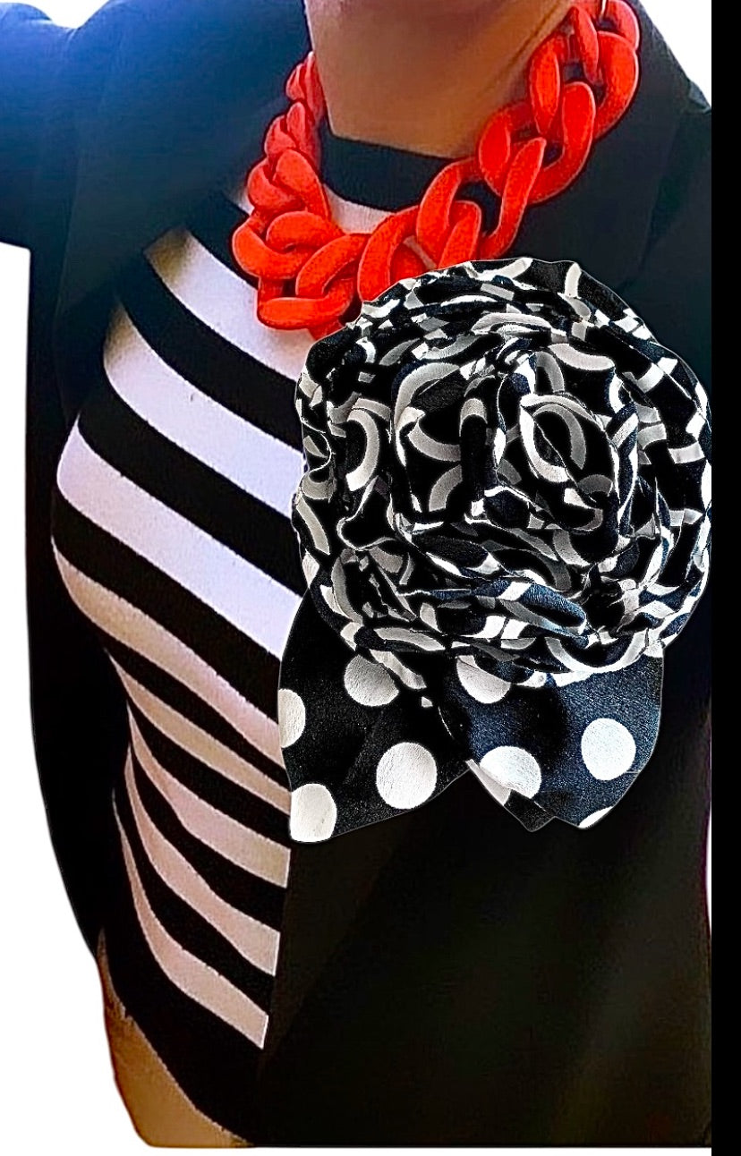 Brooch | Silk Black&White Large