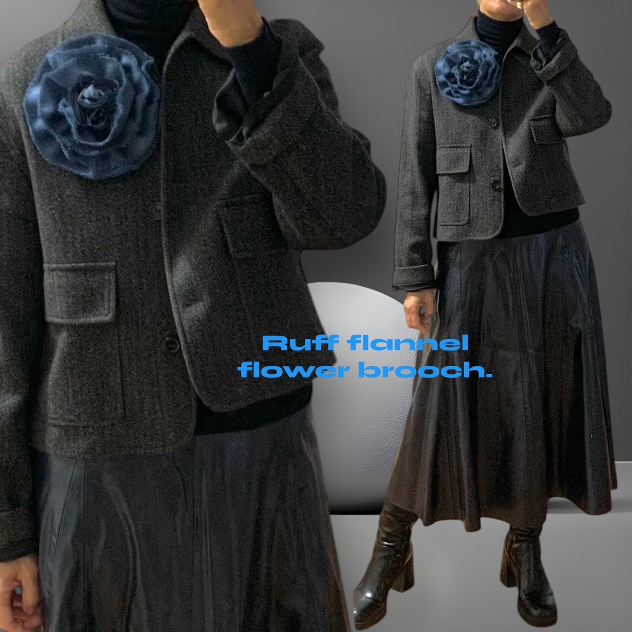 Brooch | Wool Flannel Light Blue Large