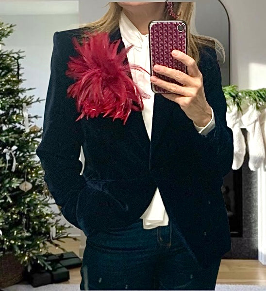 Feather Brooch | Wine Red