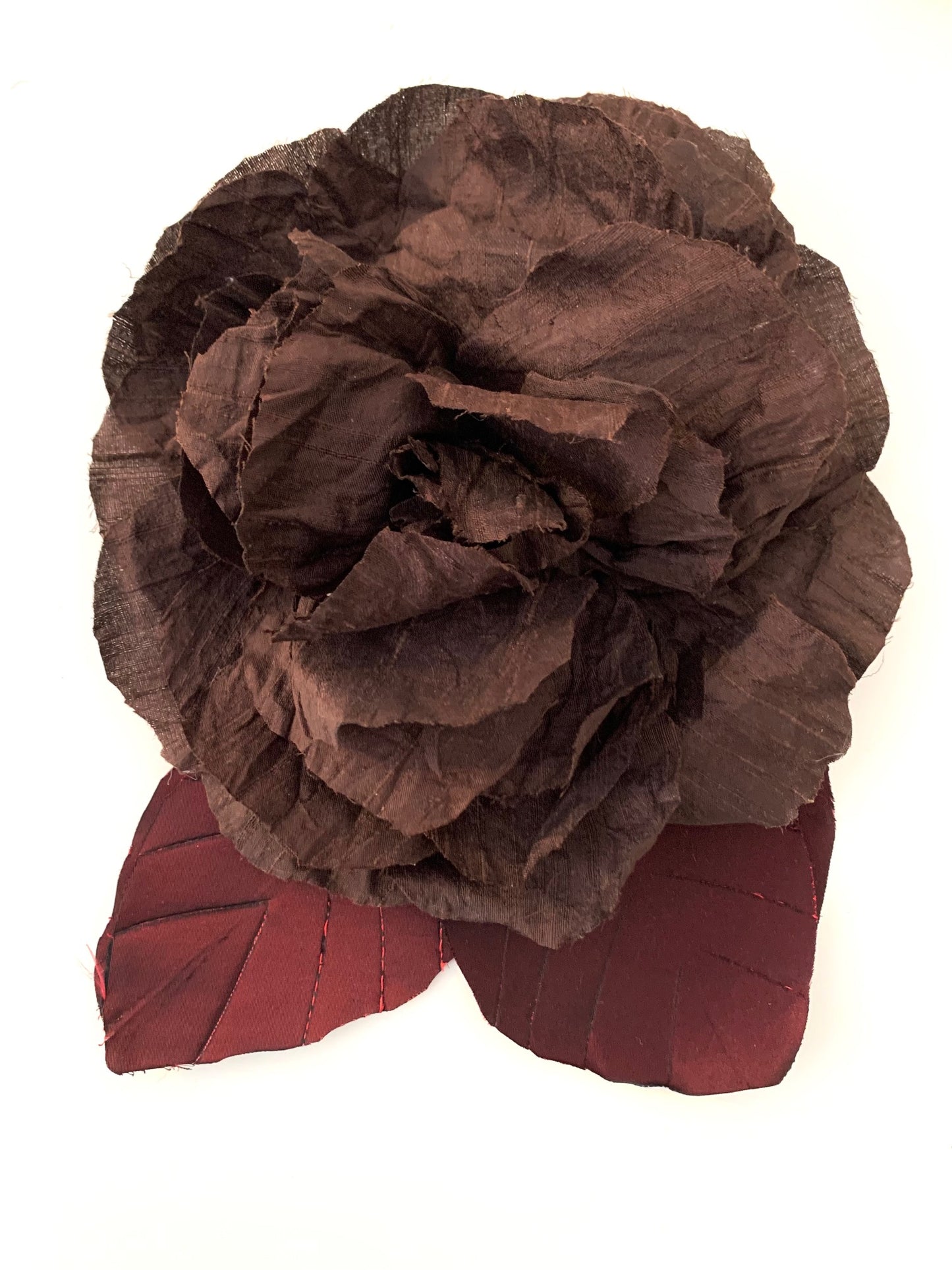 Brooch | Silk Brown-Burgundy Large