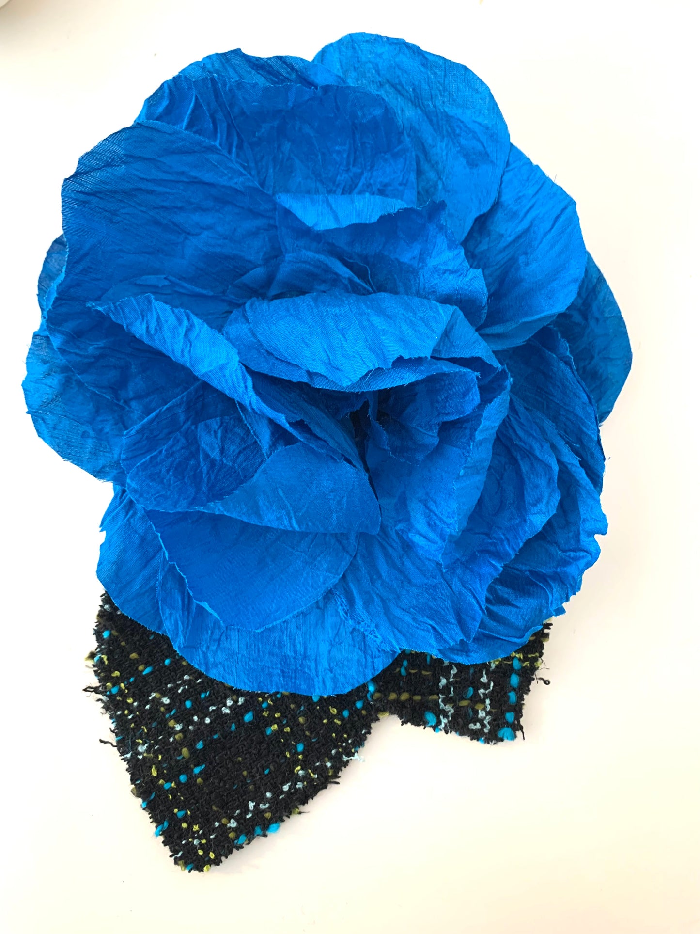 Brooch | Silk - Tweed Light Blue Multicolor Large