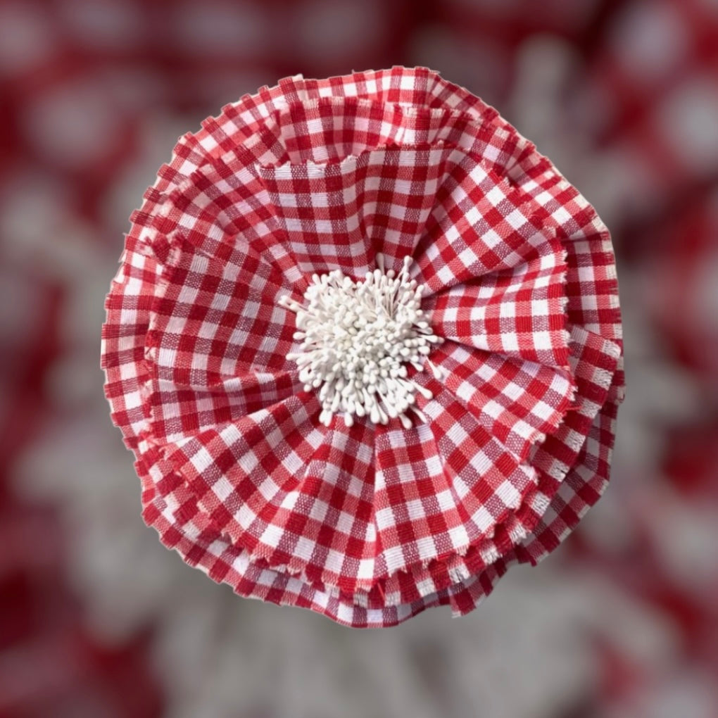 Brooch | Cotton Plain Red-White Large