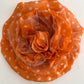 Flower Brooch | Silk Orange Polka Dot Large