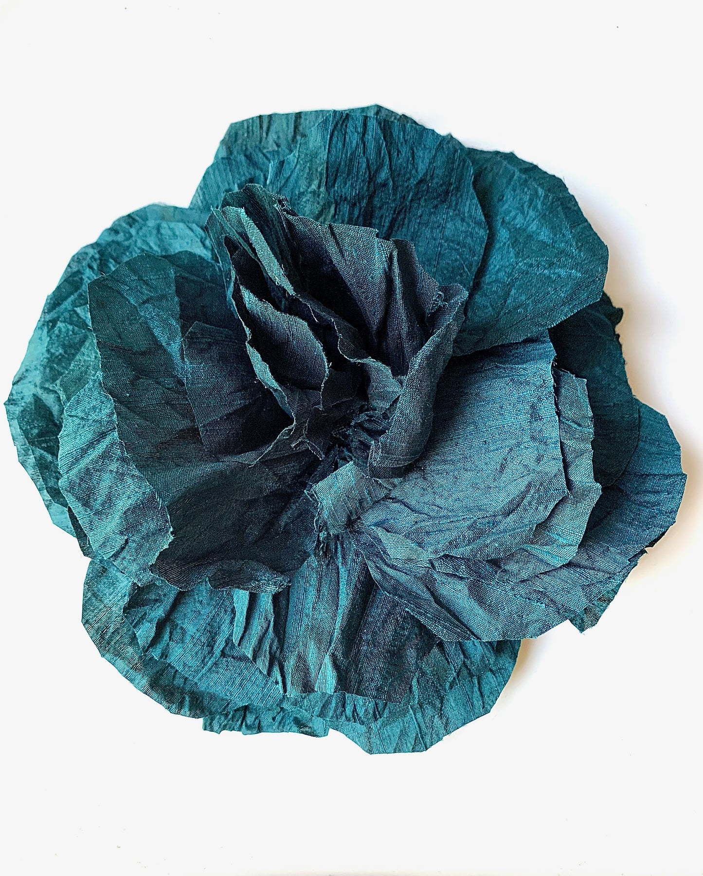 Flower Brooch | Silk Petrol Large