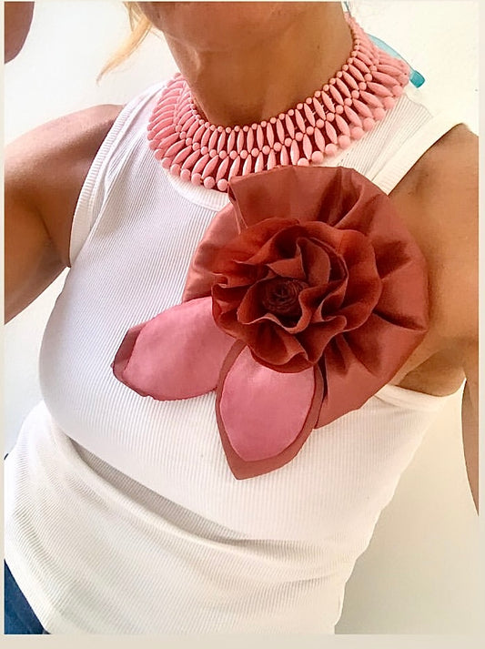 Brooch | Taffeta & Velvet Deep Apricot Large