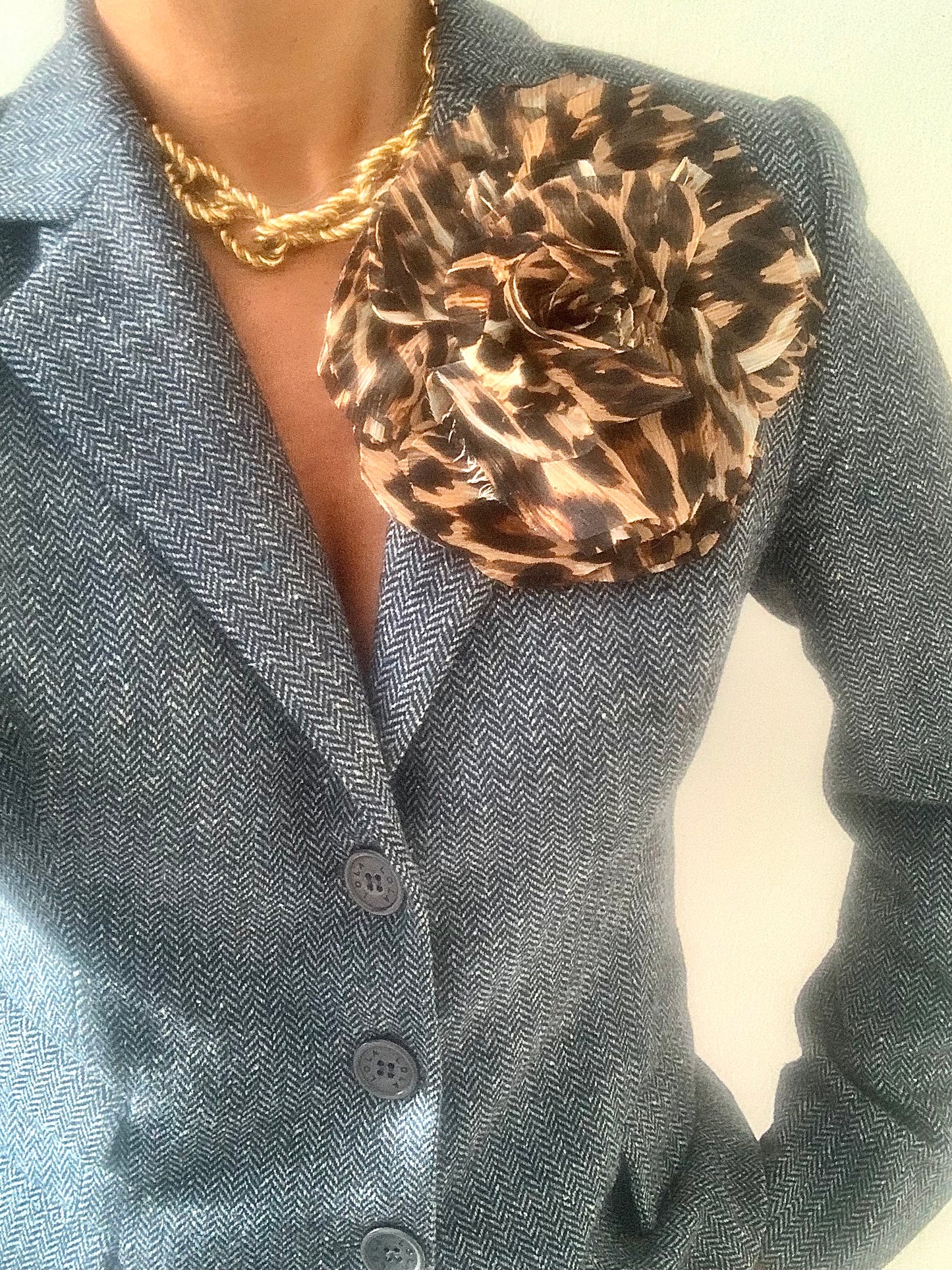 Brooch | Chiffon Leopard Print Large