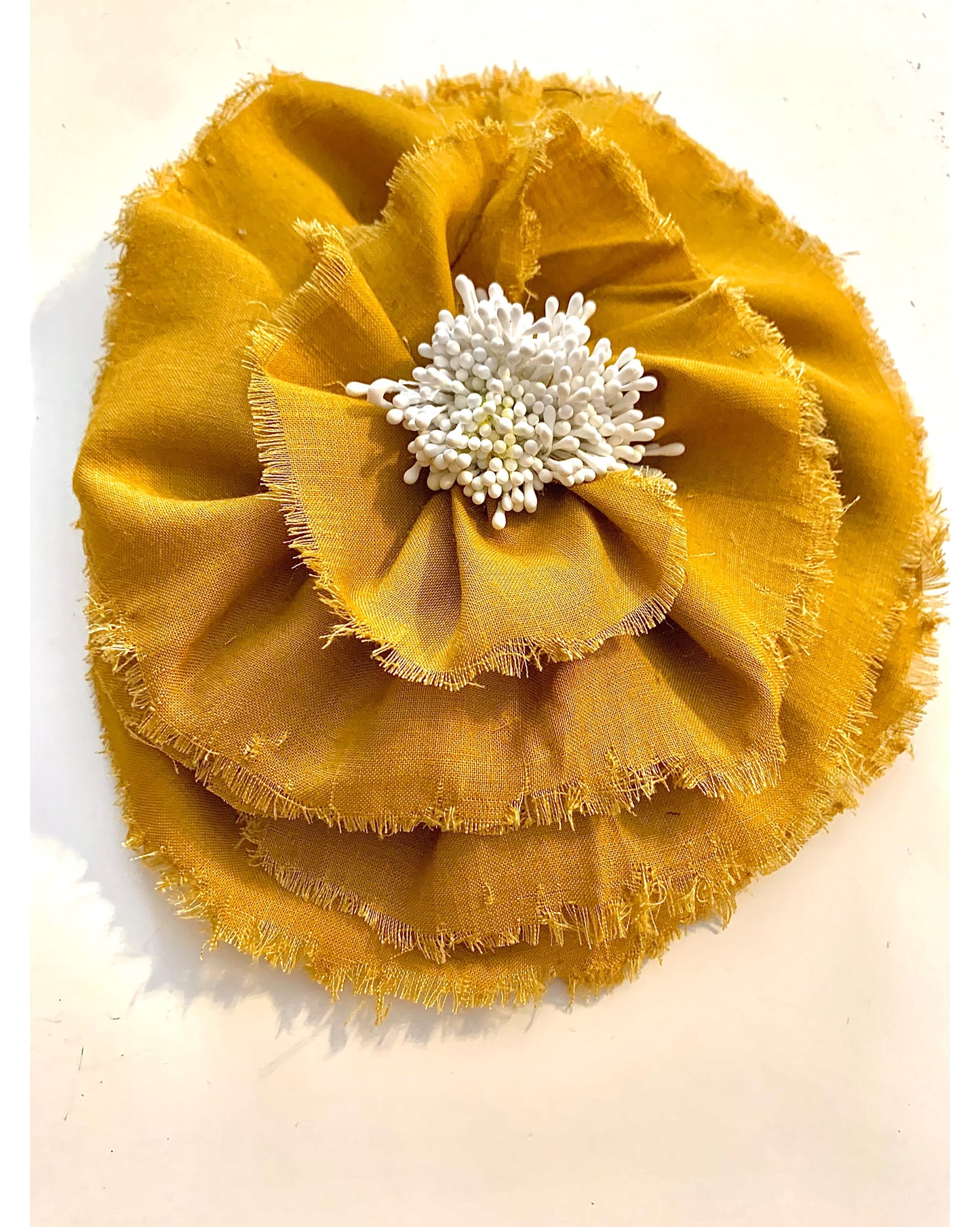 Brooch | Linen Dirty Yellow (mustard) Large