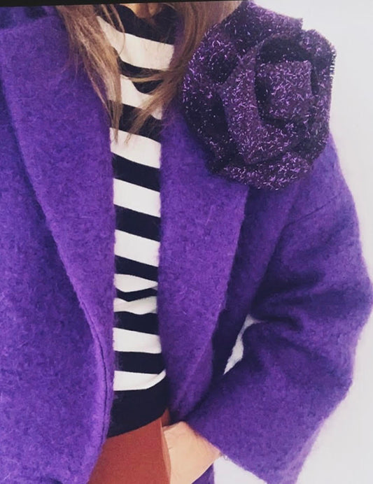 Flower Brooch | Lurex Tweed Purple Large
