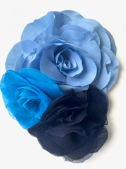 Brooch | Silk Three Shades of Blue Large