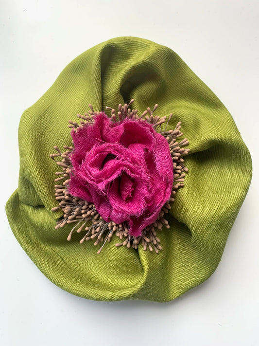 Brooch | Linen Fuchsia-Lime Large