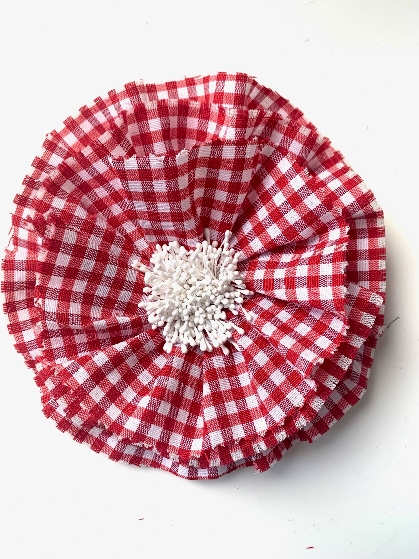 Brooch | Cotton Plain Red-White Large