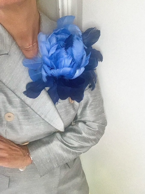 Feather Peony | Feather Blue-Light Blue