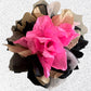 Brooch | Soie sauvage-Tulle Pink Indien-Black & Beige Large