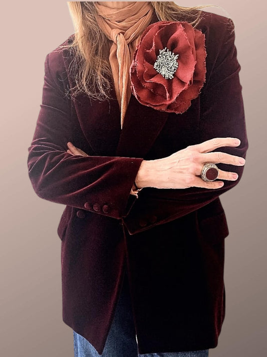 Brooch | Linen Red Wine Large