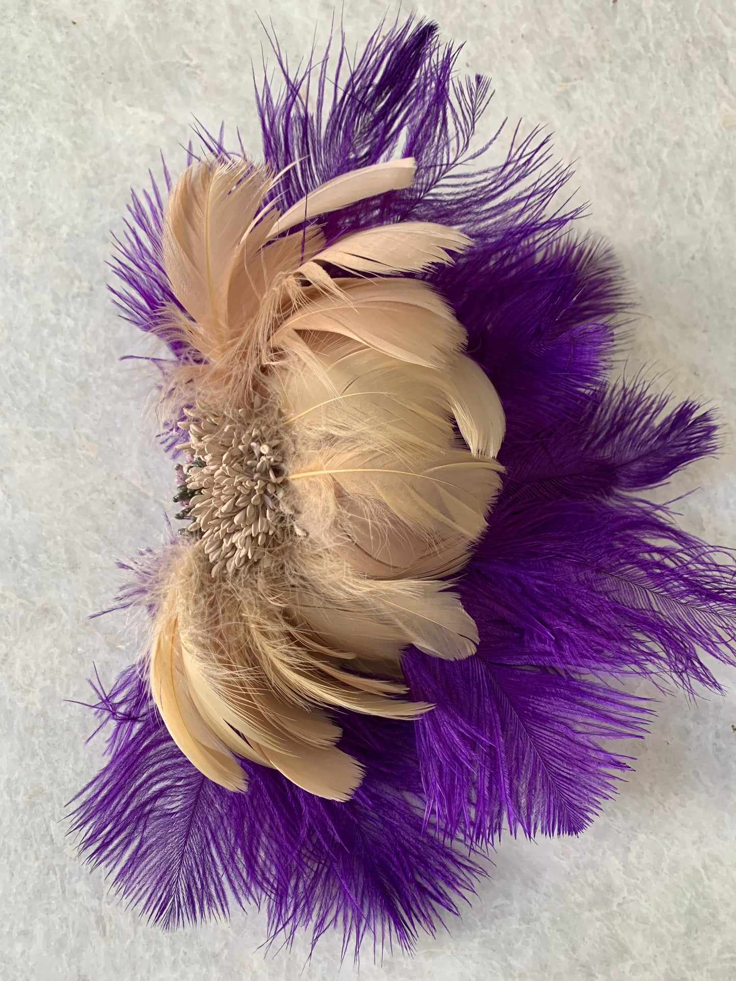 Feather Brooch | Beige Purple Large