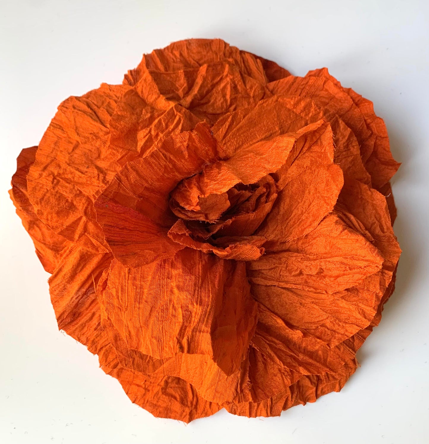 Flower Brooch | Silk Burnt Orange Large